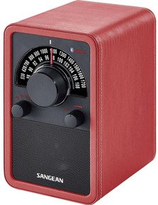 Sangean WR-15 BT, retro radio, BT, leder, rood