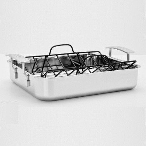 Demeyere Industry - Plat à rôtir avec grille 40 x 33,7cm - 1