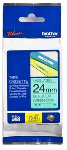 Brother TZE-751 - 24 mm Black On Green Tape - 1