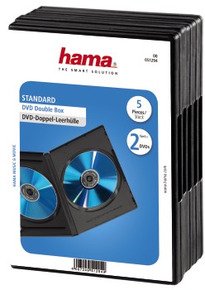 Hama Boétier double pour DVD, lot de 5, Noir