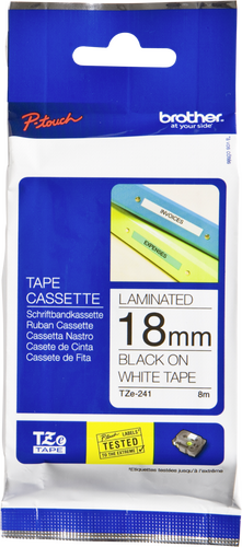 Brother Tze241 18Mm X 8M Standard Laminated Blac - 1