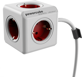 allocacoc PowerCube Extended 3 m incl. 3 m kabel rood Type F