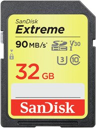 Sandisk SDHC Memory Card Extreme, 32GB, 90MB/s, V30, 2 pack