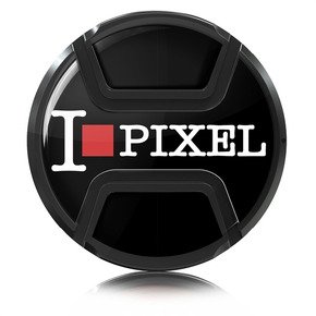 Kaiser Style Snap-On Lens Cap. Style: I Love Pixel, Ø 49 Mm