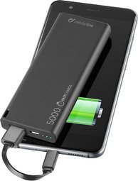 Cellularline Draagbare lader usb, slim 5000mAh, zwart