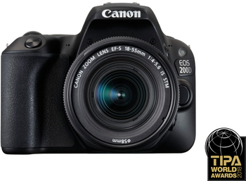 Canon EOS 200D Body + 18-55mm f/4.0-5.6 - Zwart Canon EOS 200D Body + 18-55mm f/4.0-5.6 - Zwart