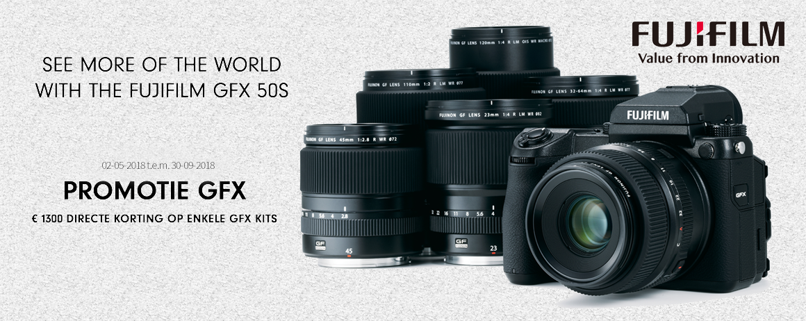Fujifilm - €1300 korting op de GFX Fujifilm - €1300 korting op de GFX