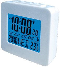 Denver rec34wh white Digital radiocontrolled alarm met blue