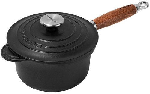 Le Creuset Gietijzeren Steelpan met Deksel Mat Zwart 18cm - 1