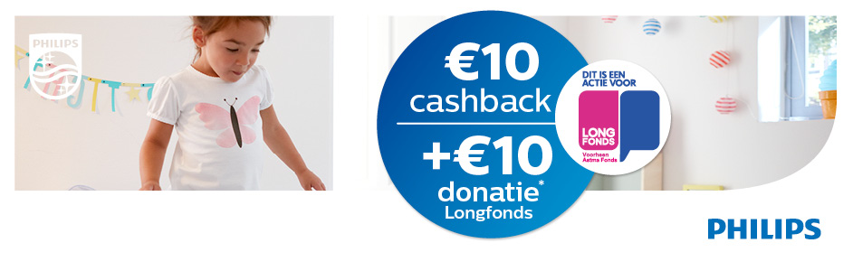 Philips - €10 cashback en doneer €10 Philips - €10 cashback en doneer €10