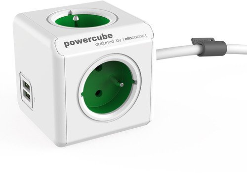 Allocacoc PowerCube Extended USB Green 1,5m cable (FR)-1