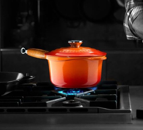 Le Creuset Gietijzeren Steelpan met Deksel Oranjerood 18cm - 2