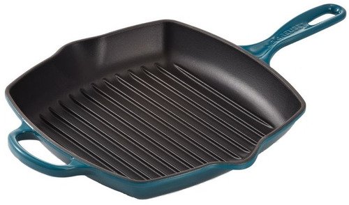 Le Creuset Gietijzeren Vierkante Grillpan Deep Teal 26cm - 1