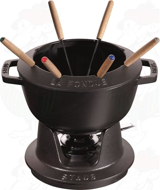 Staub Fondueset 20cm - zwart met grote korting