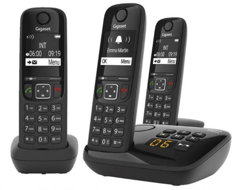 Gigaset AS690AR Trio - black - answering machine - 3 pieces