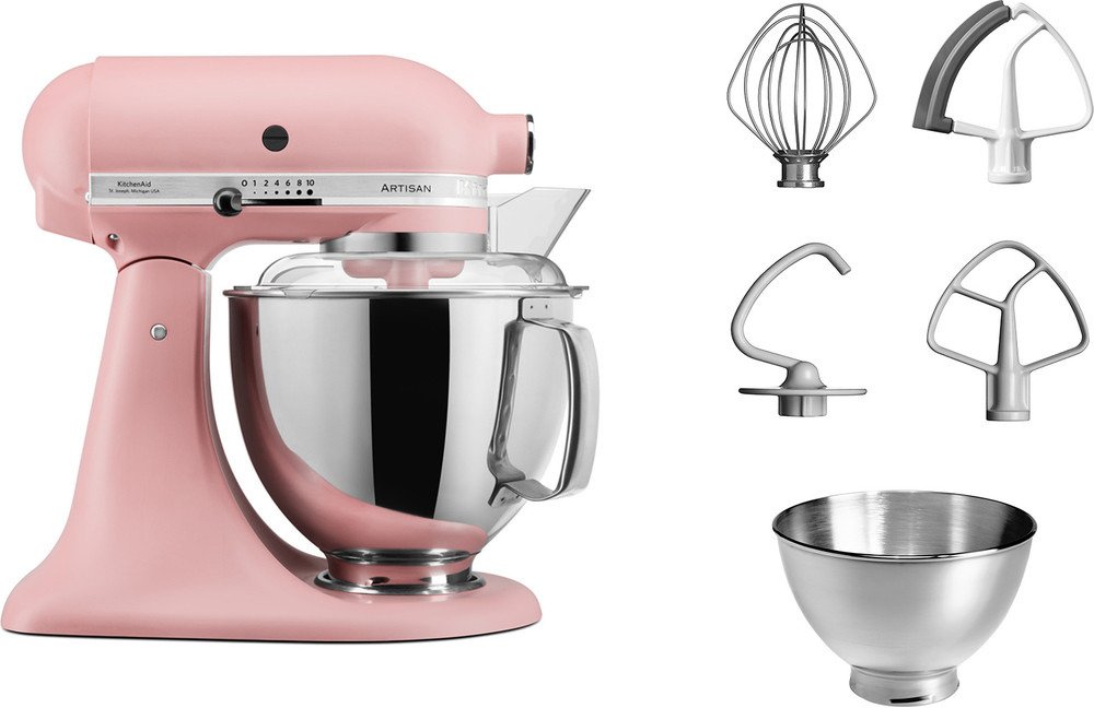 KitchenAid 5KSM175PSEDR - Keukenrobot met kantelbare kop 4,8 L - Standmixer - Artisan met exta accessoires - Oudroze