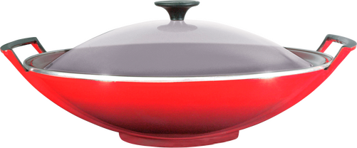 Le Creuset Gietijzeren Wok Kersenrood met Glazen Deksel 36cm - 1