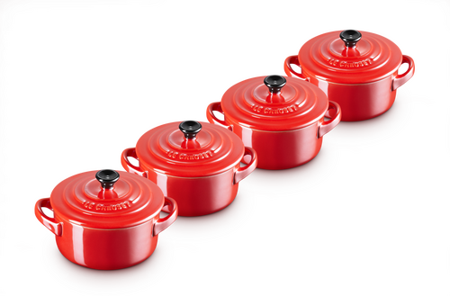 Le Creuset Mini Braadpannetjes 4 Set Metallic Kersenrood - 1