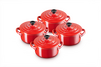 Le Creuset Mini Braadpannetjes 4 Set Metallic Kersenrood - 2