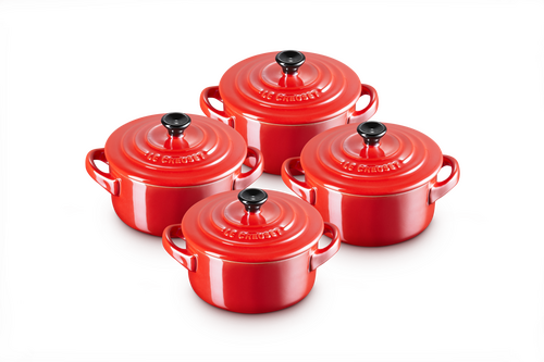 Le Creuset Mini Braadpannetjes 4 Set Metallic Kersenrood - 2