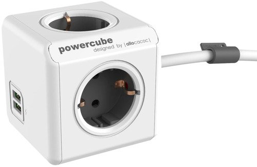 allocacoc PowerCube Extended USB incl. 3 m kabel grijs Type