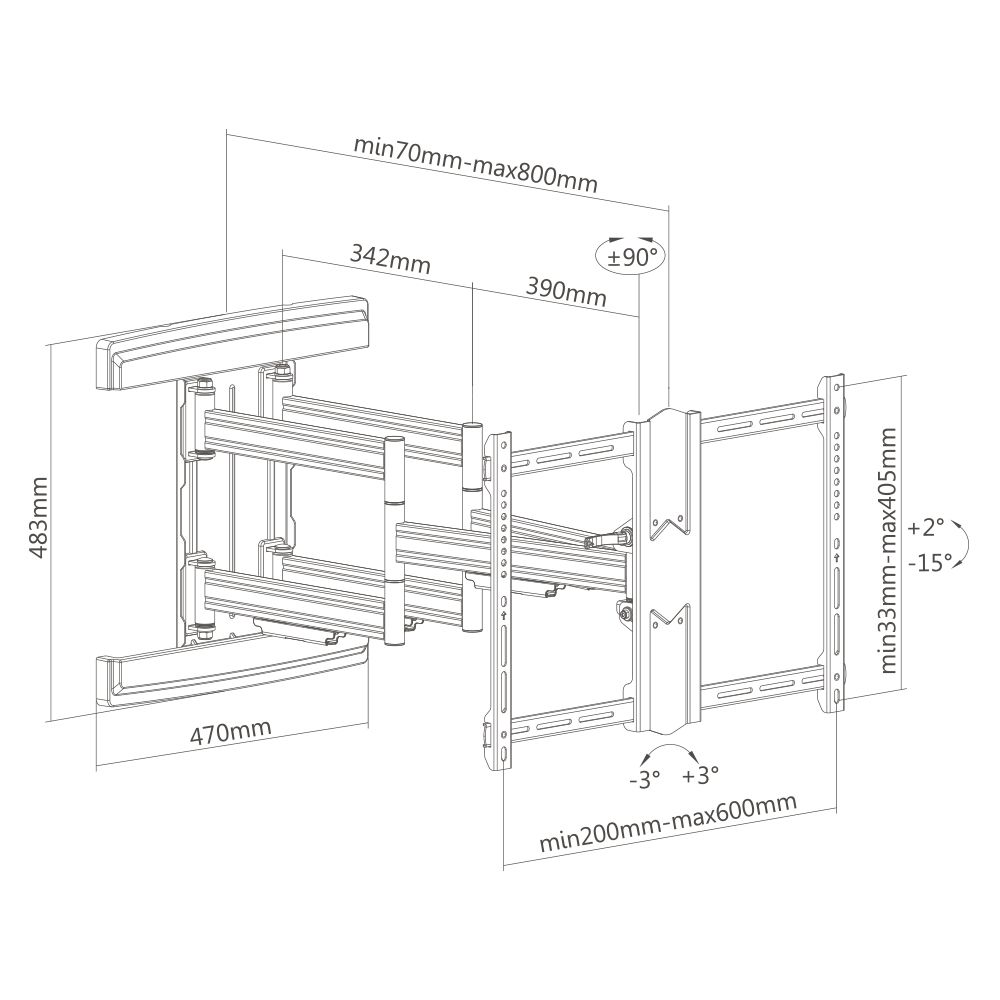 Cavus Support mural 37-80 inch WME602 - 7