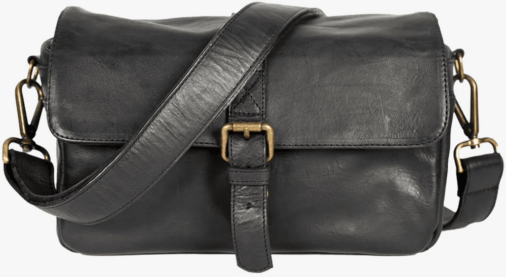 Bronkey Paris Black Leather Camera Bag | Schoudertassen | 8436592714193