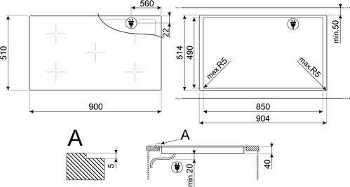 Smeg Taque electrique SE495ETD - 5