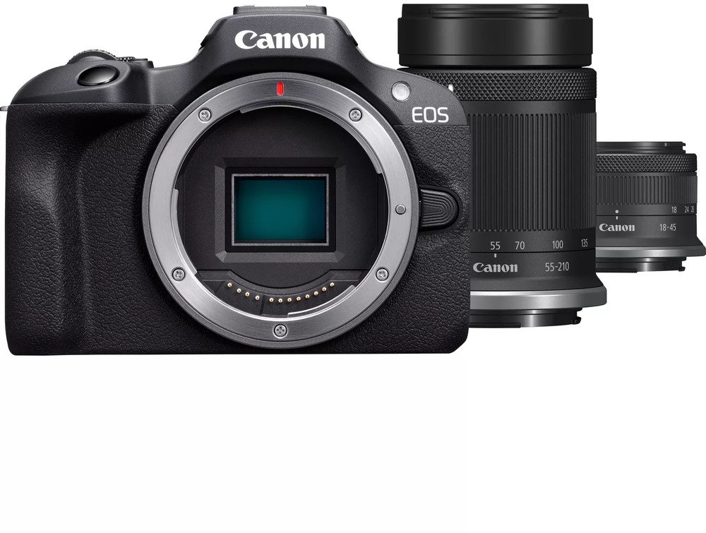 Canon EOS R100 + RF-S 18-45mm f/4.5-6.3 IS STM + RF-S 55-210mm f/5-7.1 IS STM