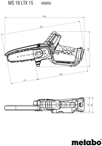 Metabo Scie à élaguer MS 18 LTX 15 - 12