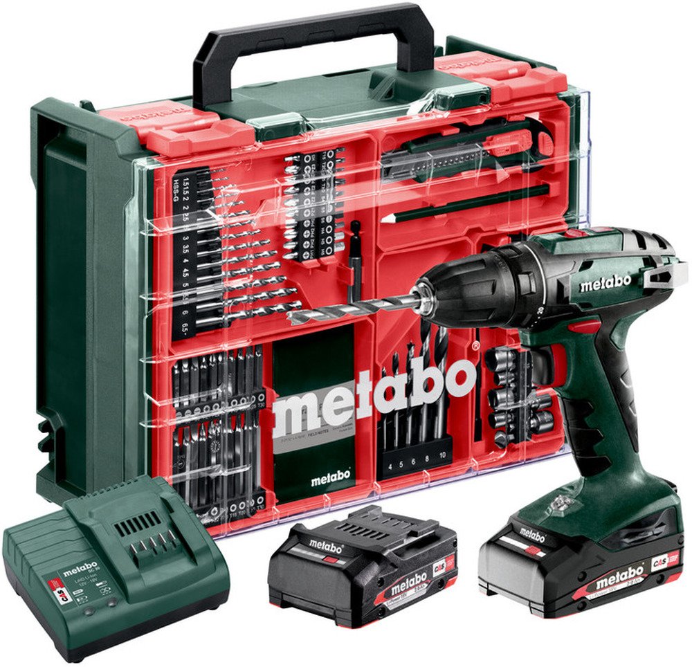 Metabo BS 18 Set 602207710 Accu-schroefboormachine 18 V 2 Ah Li-ion Incl. 2 accu's, Brushless, Incl. koffer, Incl. lader, Incl. accessoires