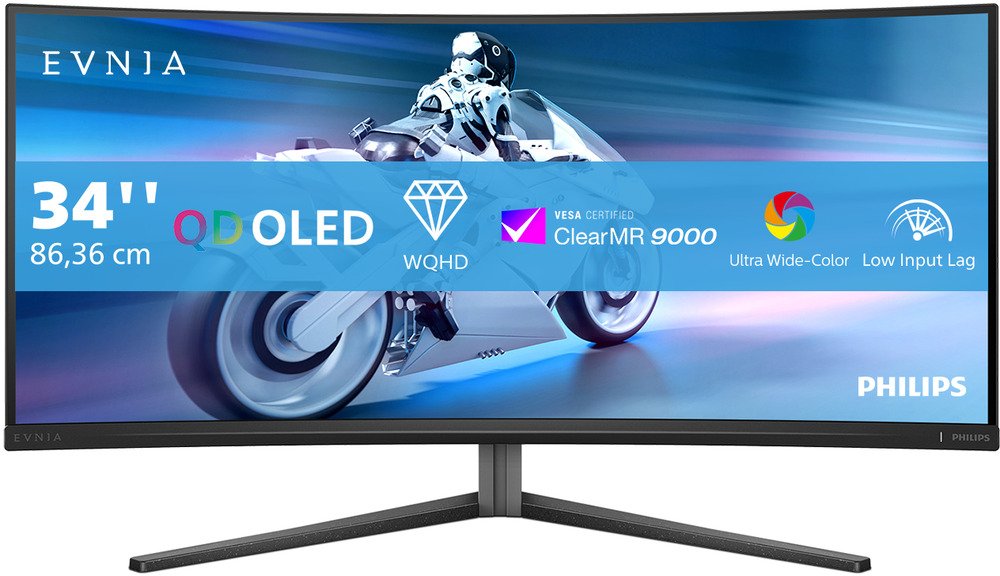 Philips Evnia Curved QD OLED gaming monitor 2x HDMI, 1x DisplayPort, 175 Hz