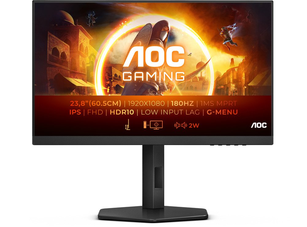 AOC Gaming 24G4X - 24 Zoll FHD Monitor 180 Hz 1 ms FreeSync Prem. G-Sync comp. HDR10 (1920x1080 HDMI DisplayPort) schwarz