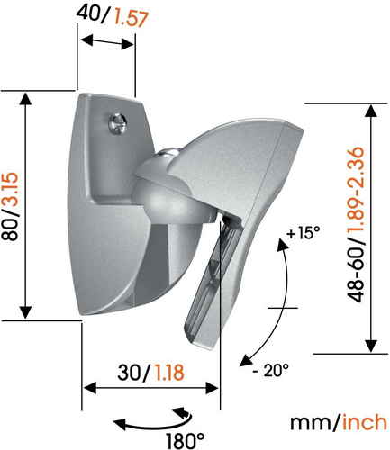 Vogels Support mural VLB500 Argent - 2