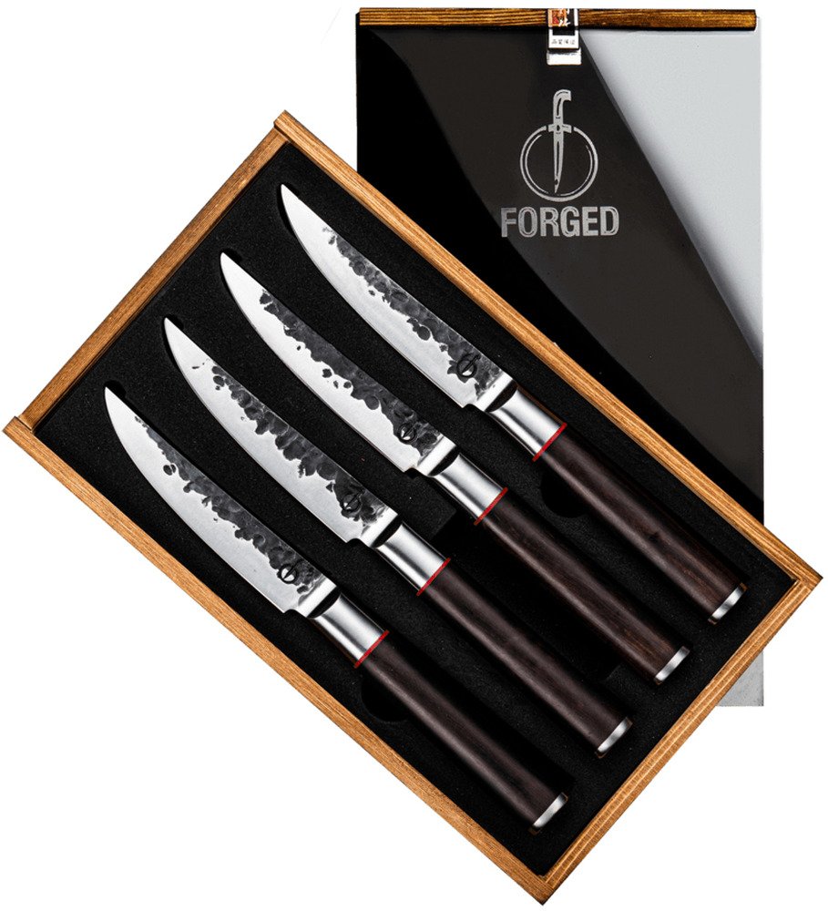 Forged Sebra Steakmessen 4-delig - Sebrahout - In Houten Giftbox