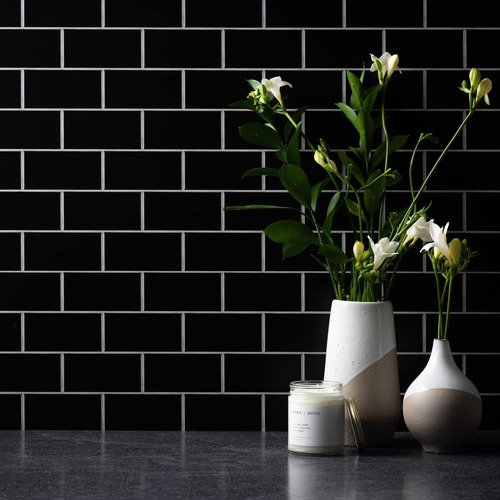 V-Flat World White Subway Tile/Ebony Subway Tile - XL - 6