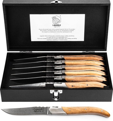 Laguiole Luxury Line Steakmes Set 6 Oak Stonewash - 2
