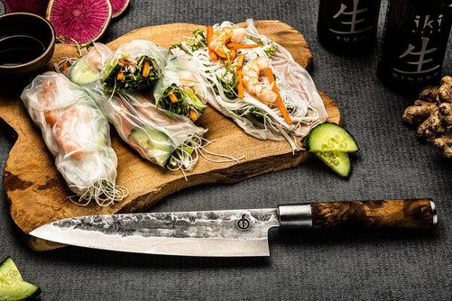 Forged VG10 Koksmes 20,5cm + Beschermhoes Leer - 3