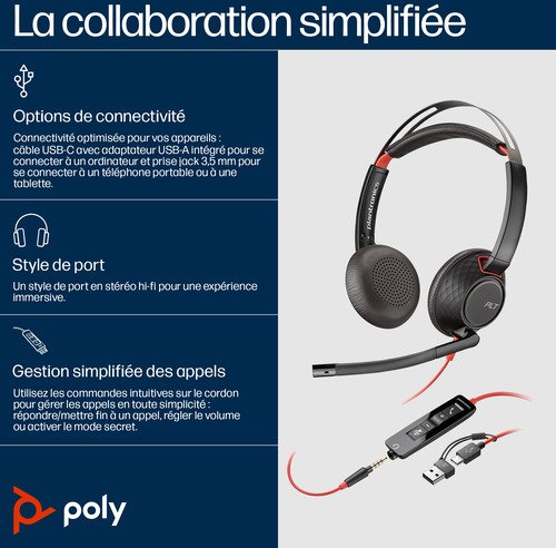 Poly Blackwire 5220 Stereo USB-C Headset - 2