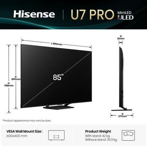 Hisense Mini-LED Pro 4K 85U7Q PRO (2025) - 2