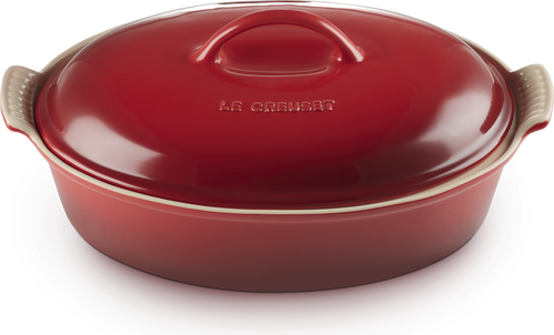 Le Creuset Ovenschaal ovaal met deksel kersenrood - 2