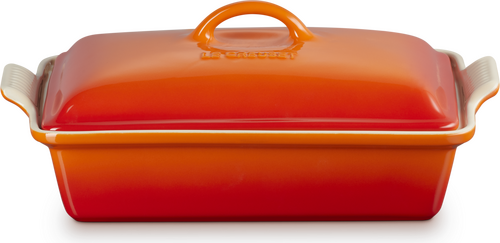 Le Creuset Rechthoekige Ovenschaal met deksel Oranjerood - 1 Le Creuset Rechthoekige Ovenschaal met deksel Oranjerood - 1