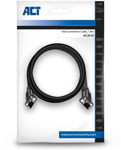ACT AC3510 VGA Aansluitkabel Male/Male 1.8m - 2