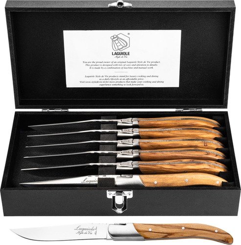 Laguiole Luxury Line Steakmes Set 6 Olijfhout - 1