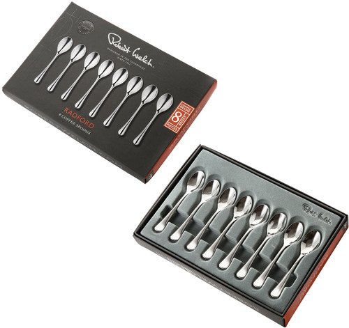Robert Welch Radford Set van 8 Koffielepels uit RVS 11.7cm - 2